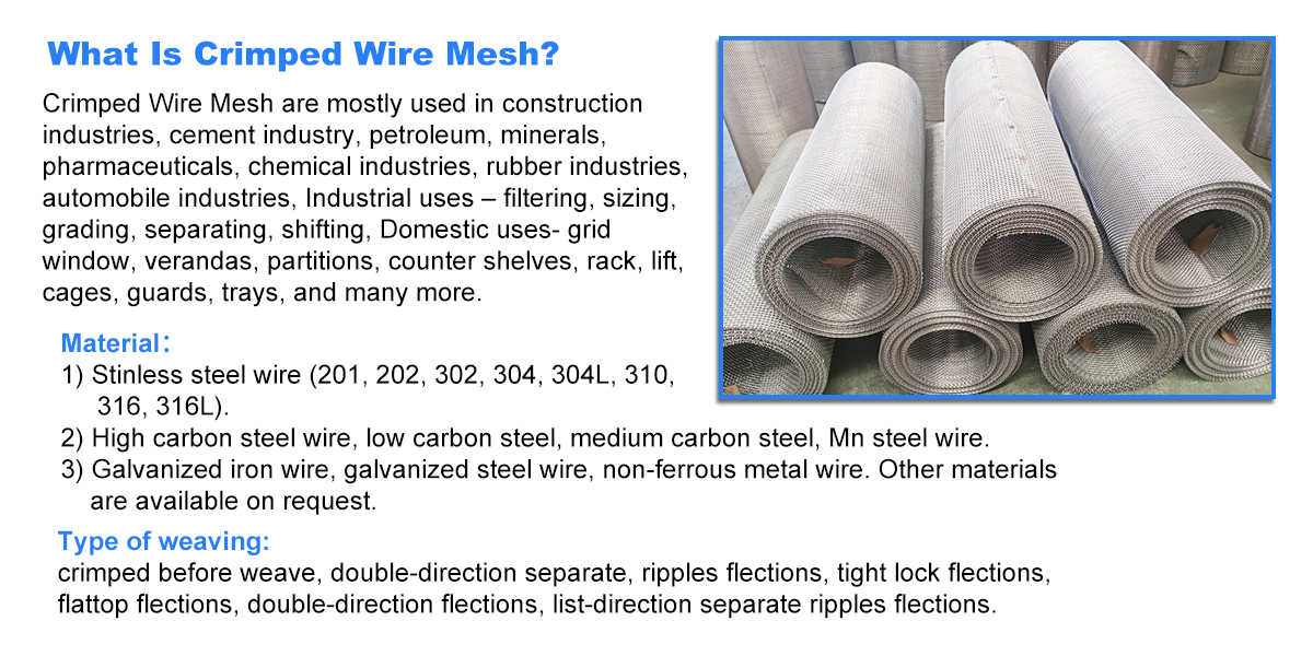 China flat wire stainless steel woven mesh crusher screen crimped 