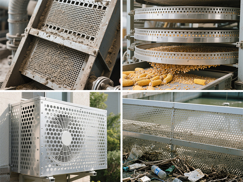 Perforated metal panel used for industrial filtration